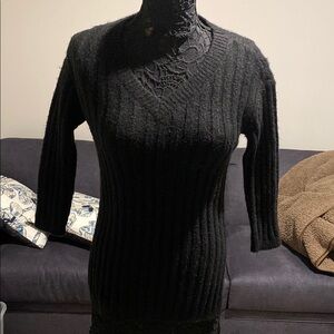 Women's Black Ribbed Sweater